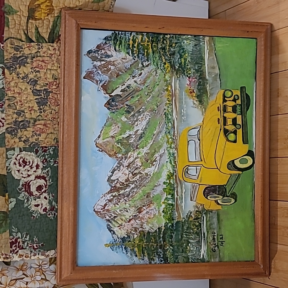 Picture it self is 16"×20 with frame is 18 1/2" x 23 inch.